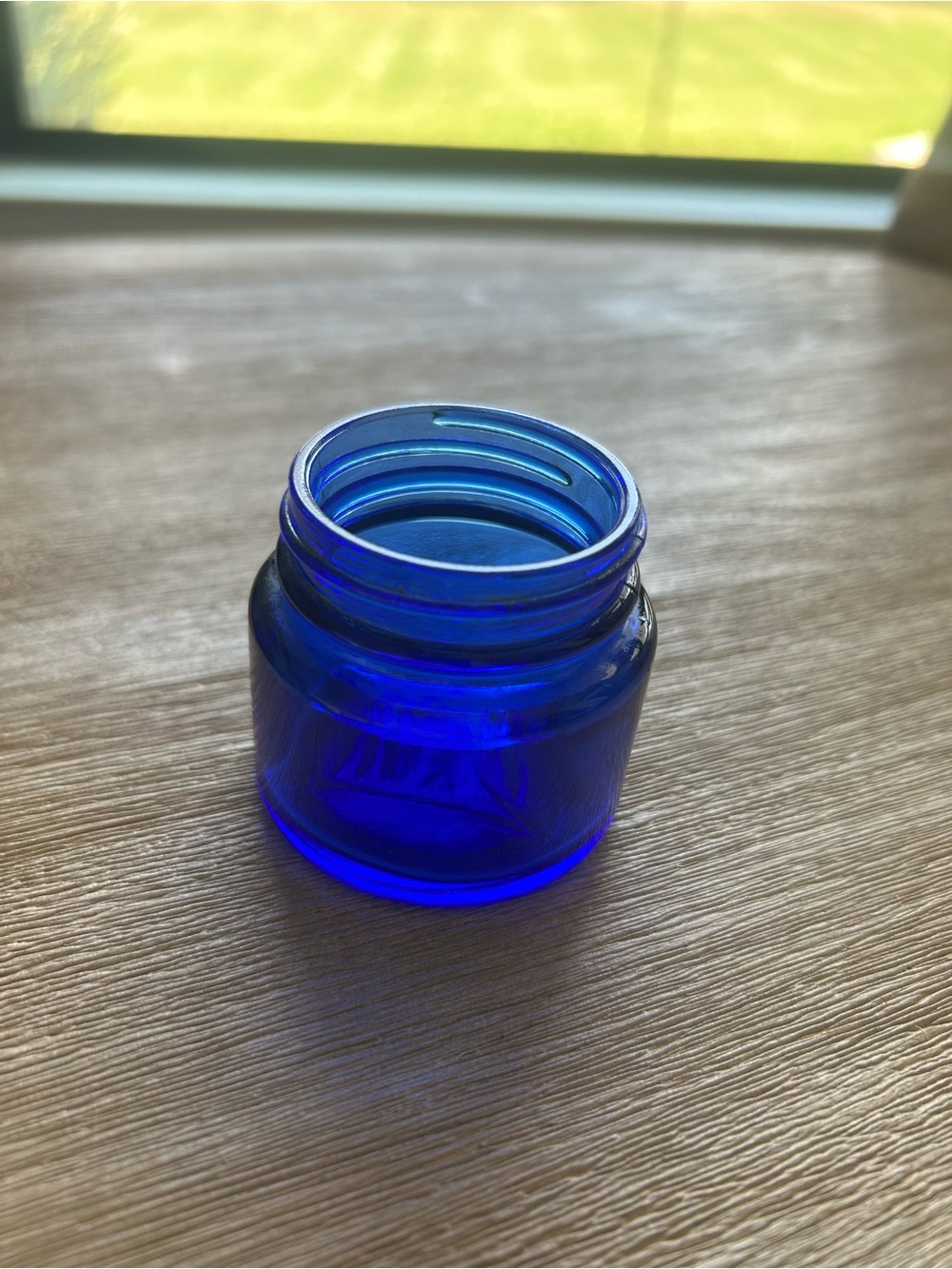 Antique Cobalt Blue Glass Noxzema Apothecary Jar - Great for ring earrings small - Picture 3 of 10